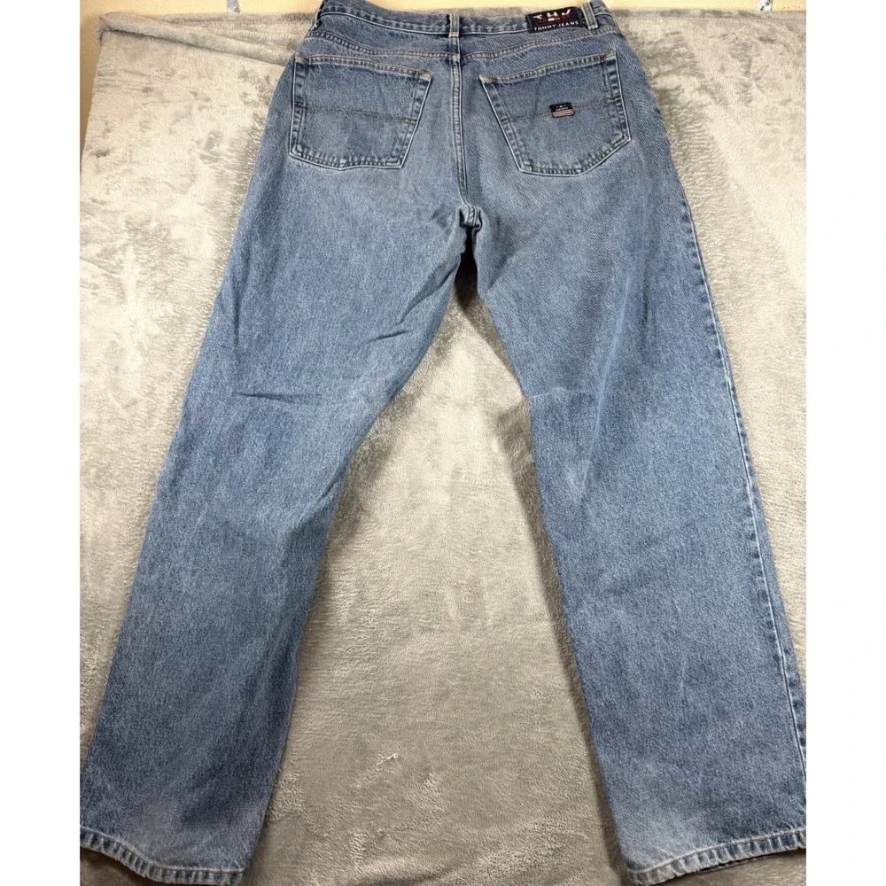 Vtg Tommy Jeans 1985 Denim Jeans Men's 36x34 Relaxed Fit Light Wash Y2K